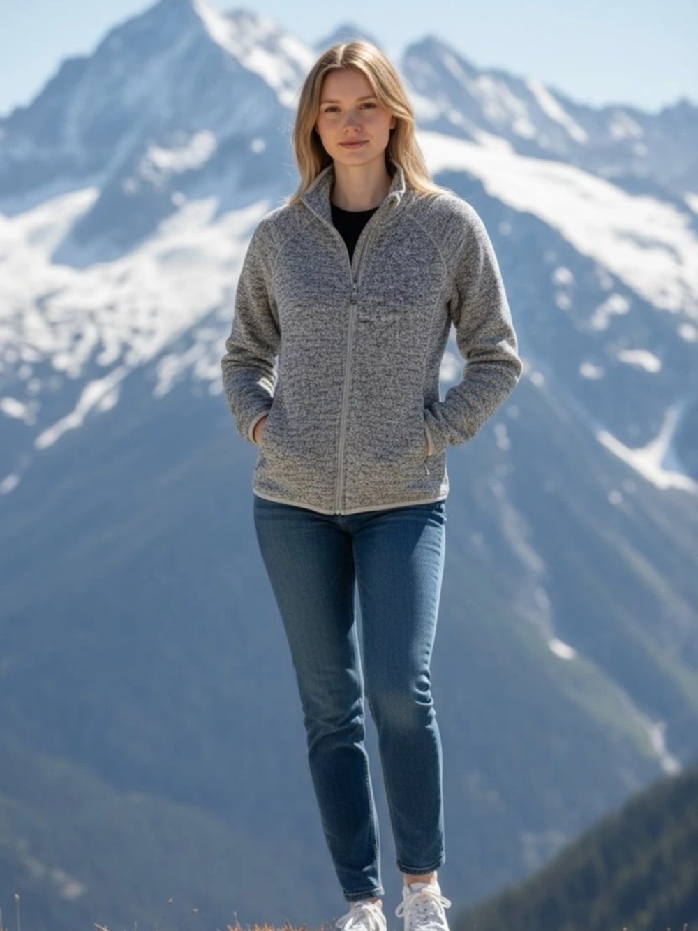 Eddie Bauer Women's Gray Radiator Full-Zip Sweater Fleece Jacket Size medium